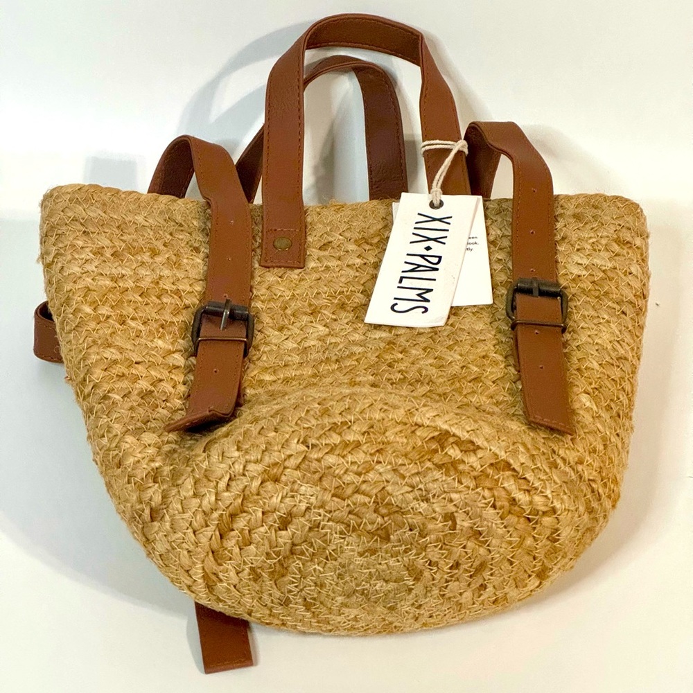 XIX Palms  Shorebreak Woven Jute Straw Insulated Picnic Cooler Backpack/ Bag